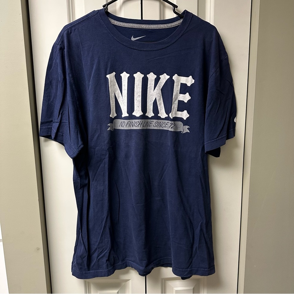 Nike Regular Fit Dark Blue Tee with Bold Logo - XL 100% Cotton